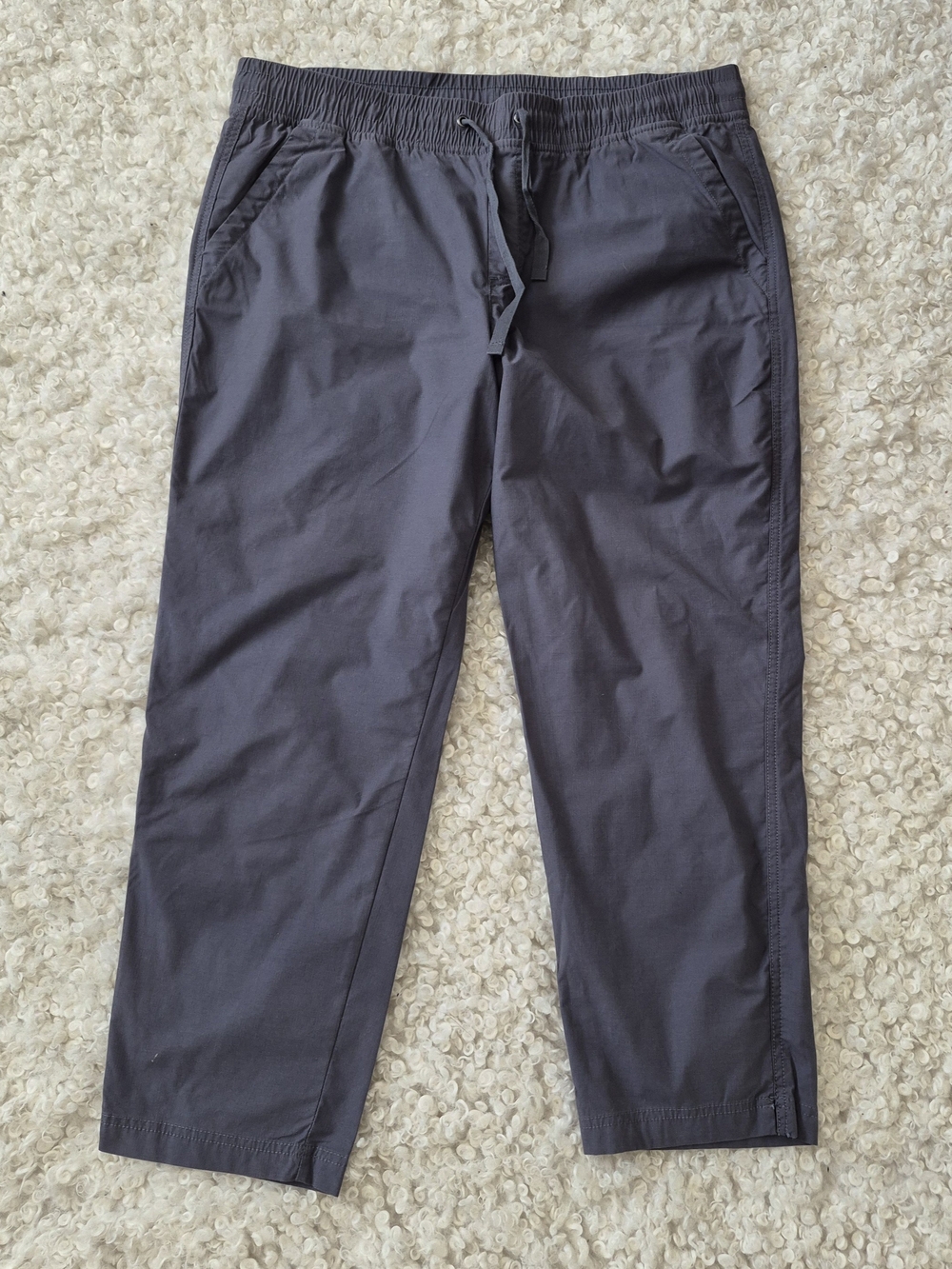 Eddie Bauer Grey Blue Ankle Crop Pants Womens 16 Drawstring Waist Travel Outdoor